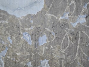 Stairwell in West Wing. Signature of Sheila (Sighle) Nagle under later graffiti.